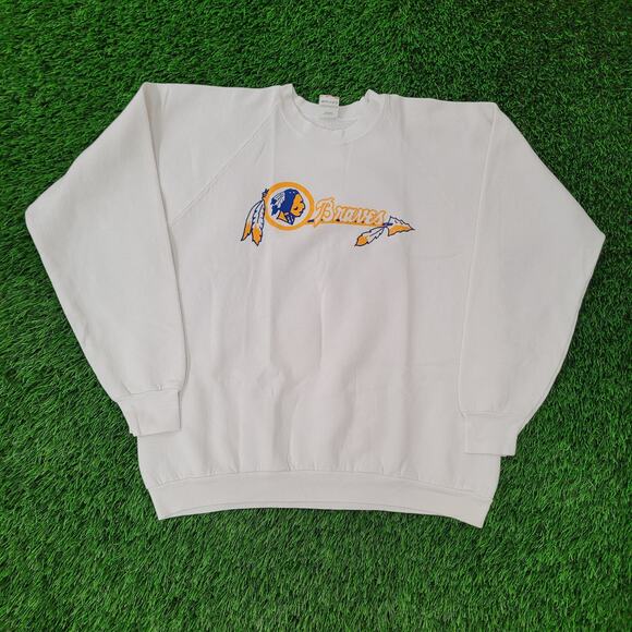 Vintage 90s Braves Raglan Sweatshirt Womens XL/2XL 23x24 White - Picture 1 of 16